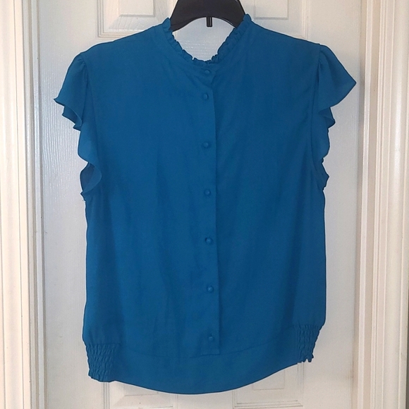Teal dressy top that buttons down back - Picture 2 of 2